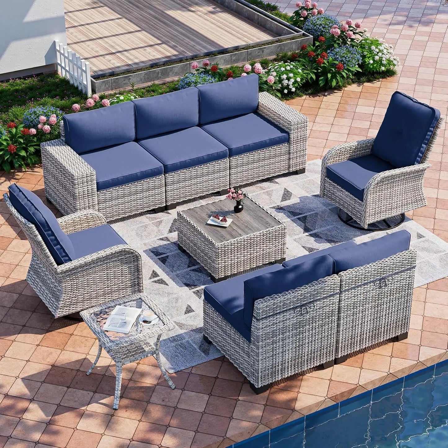 Outdoor Patio Furniture Set With Rocking Swivel Chairs