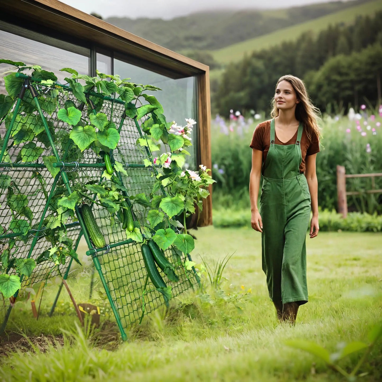 HiMISS Raised Bed Trellis A Frame Garden Netting For Climbing Vegetables