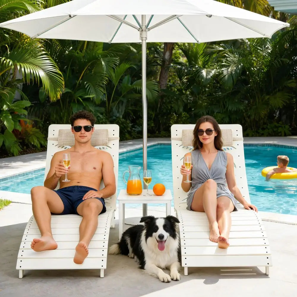 Outdoor Chaise Lounge Chair Set Of 2 With Wheels Durable