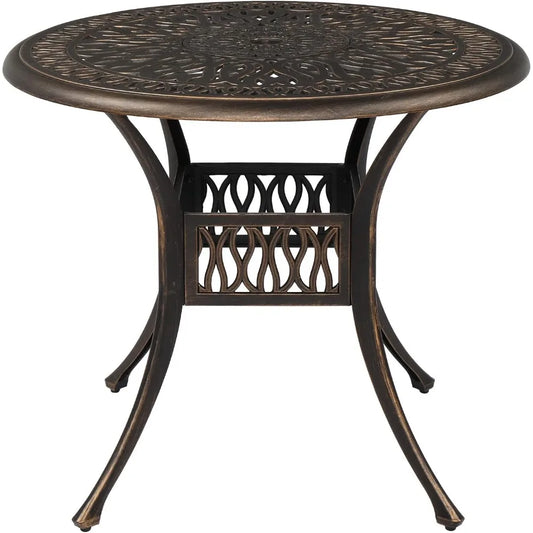 Cast Aluminum Patio Dining Table With Umbrella Hole For Outdoors