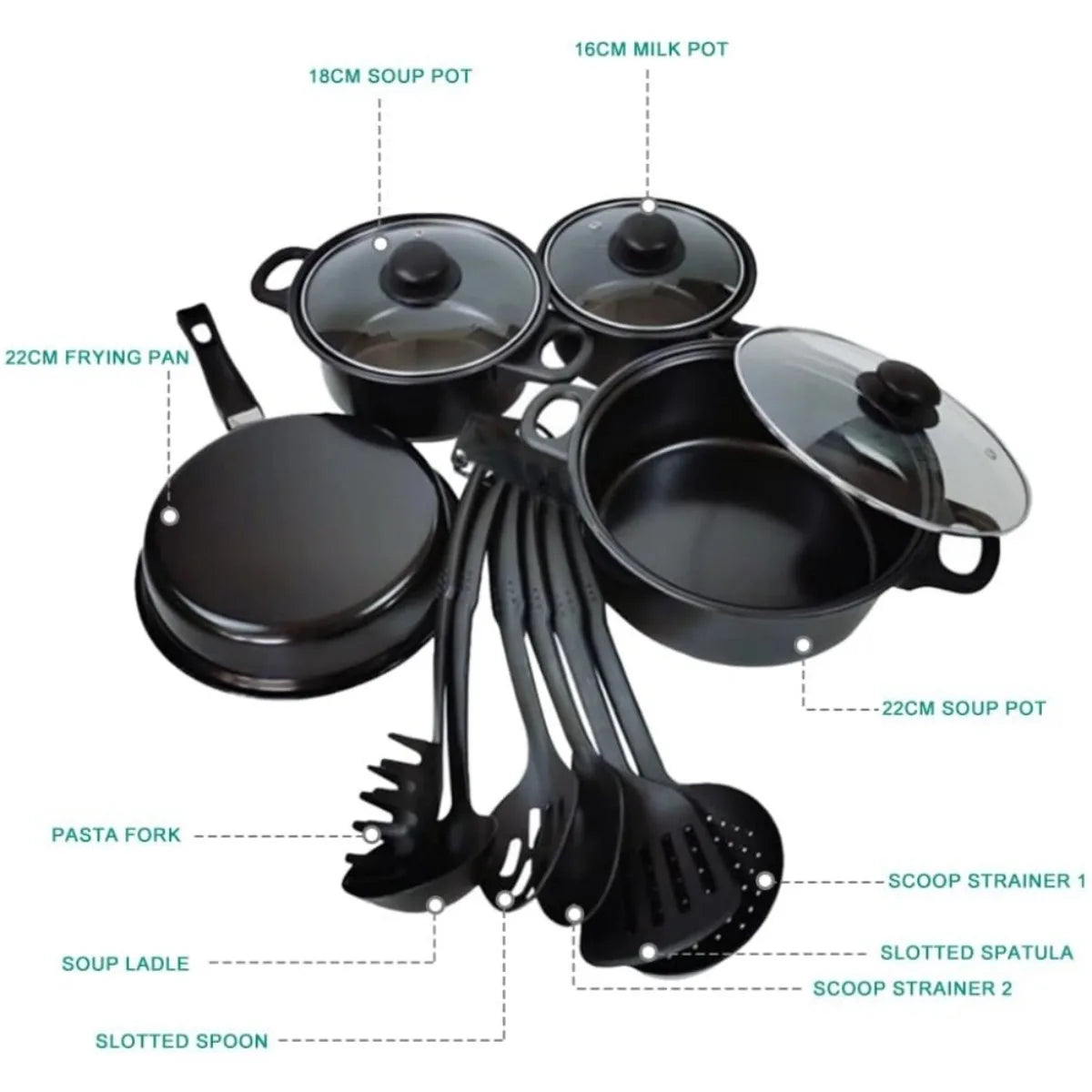 Cobasport 13 Piece Nonstick Pots And Pans Set For Induction