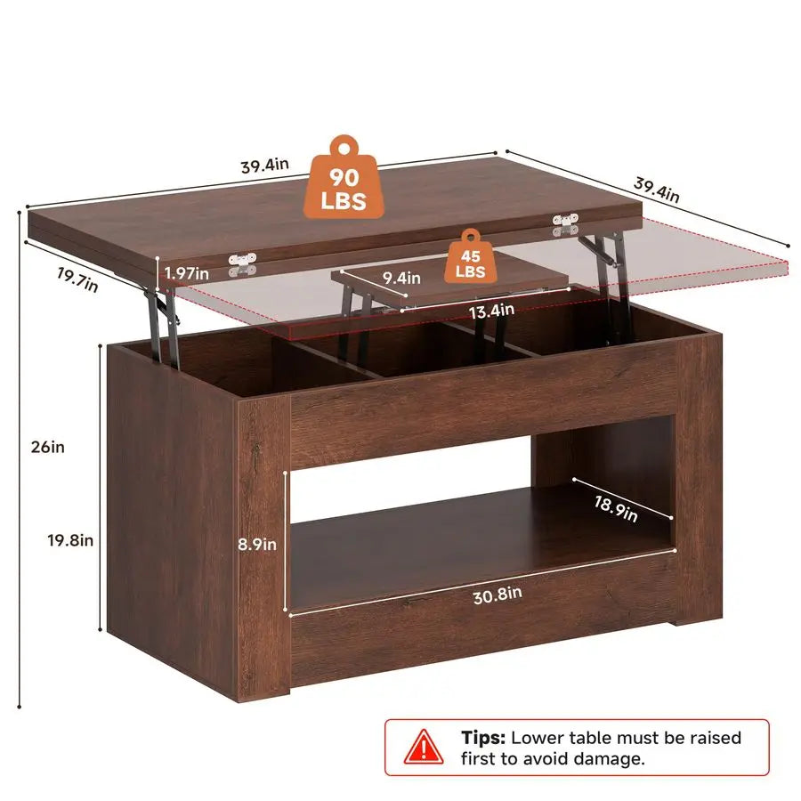 XMSJ Lift Top Coffee Table 4 In 1 With Storage