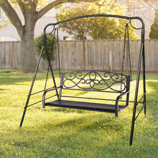 Patiojoy Outdoor 2 Person Metal Porch Swing 485 Capacity