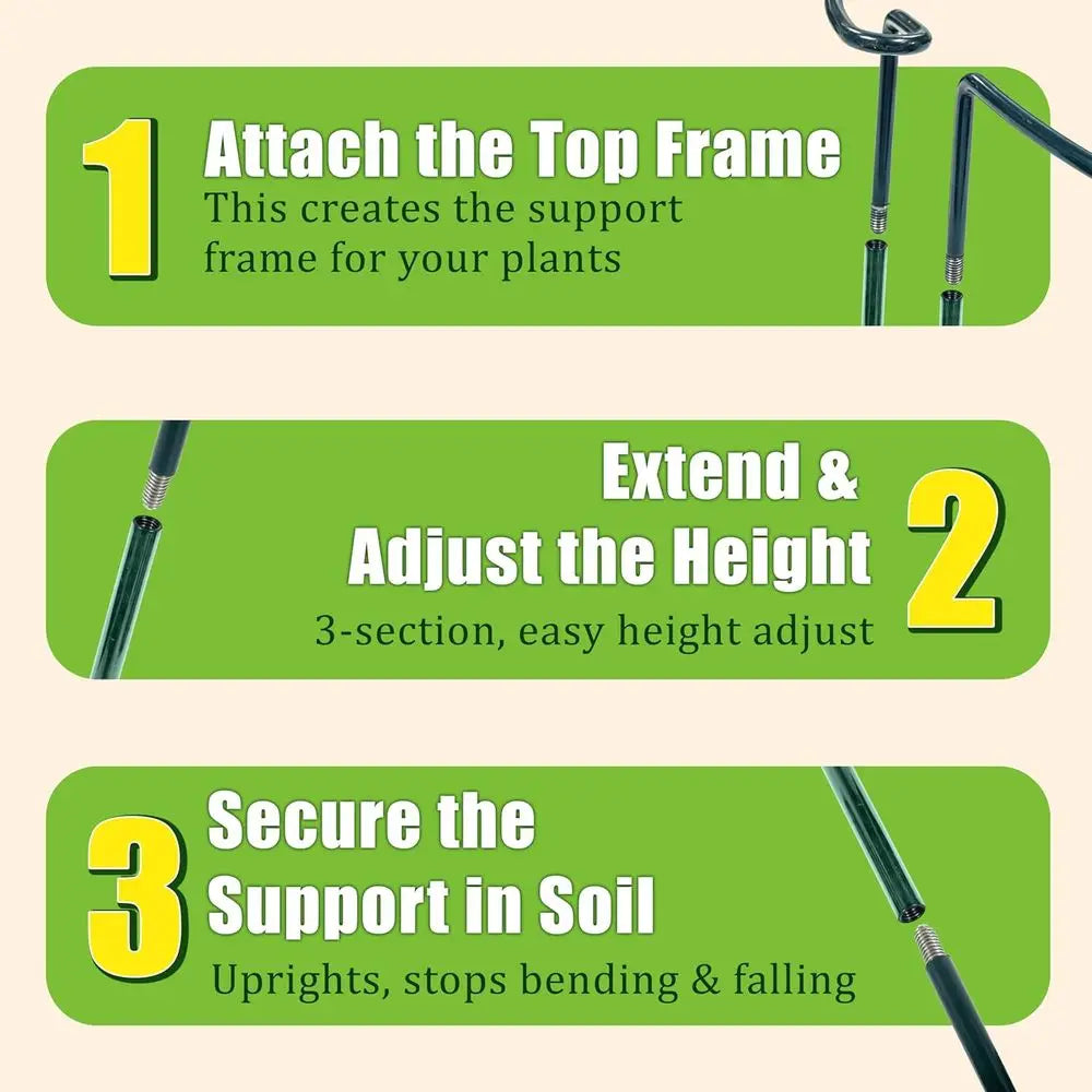 6-Pack Heavy Duty Interlinked Metal Plant Support Cages