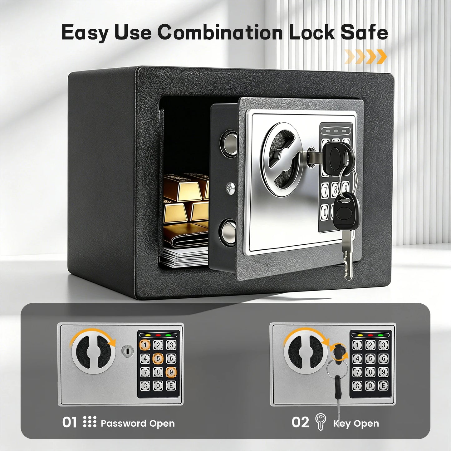 Ireproof Fireproof Safe With Digital Keypad And Sensor Light