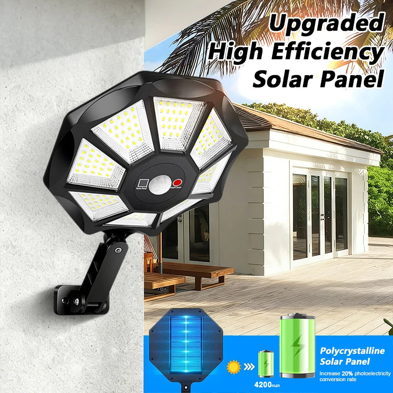 Solar Street Light With Motion Sensor Outdoor Remote Control Waterproof