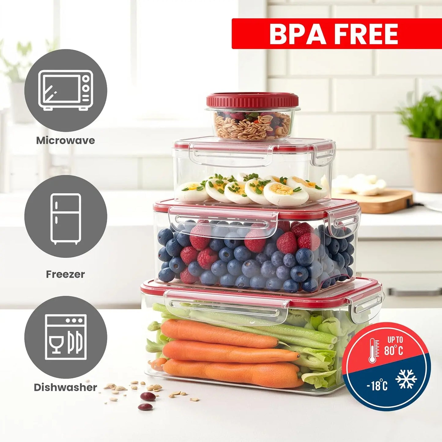 Plastic Food Storage Containers With Airtight Lids Leak Proof