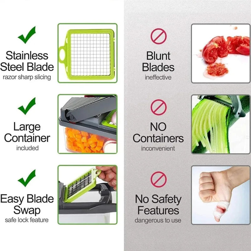 Advanced Vegetable Cutter With Wave Cut Pattern And Decorative Ridges