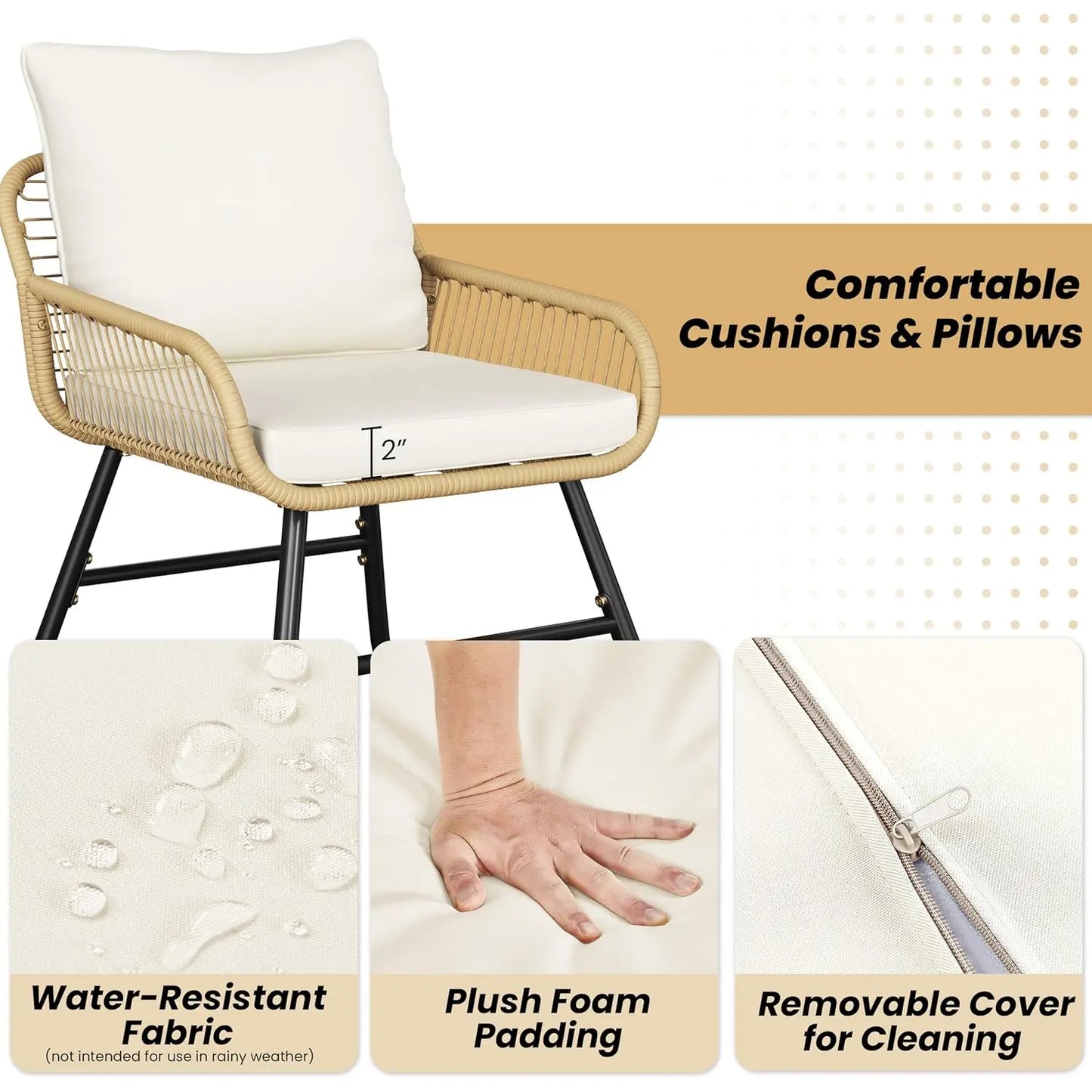 Wicker Patio Set With Cushioned Loveseat And Armchairs Glass Table