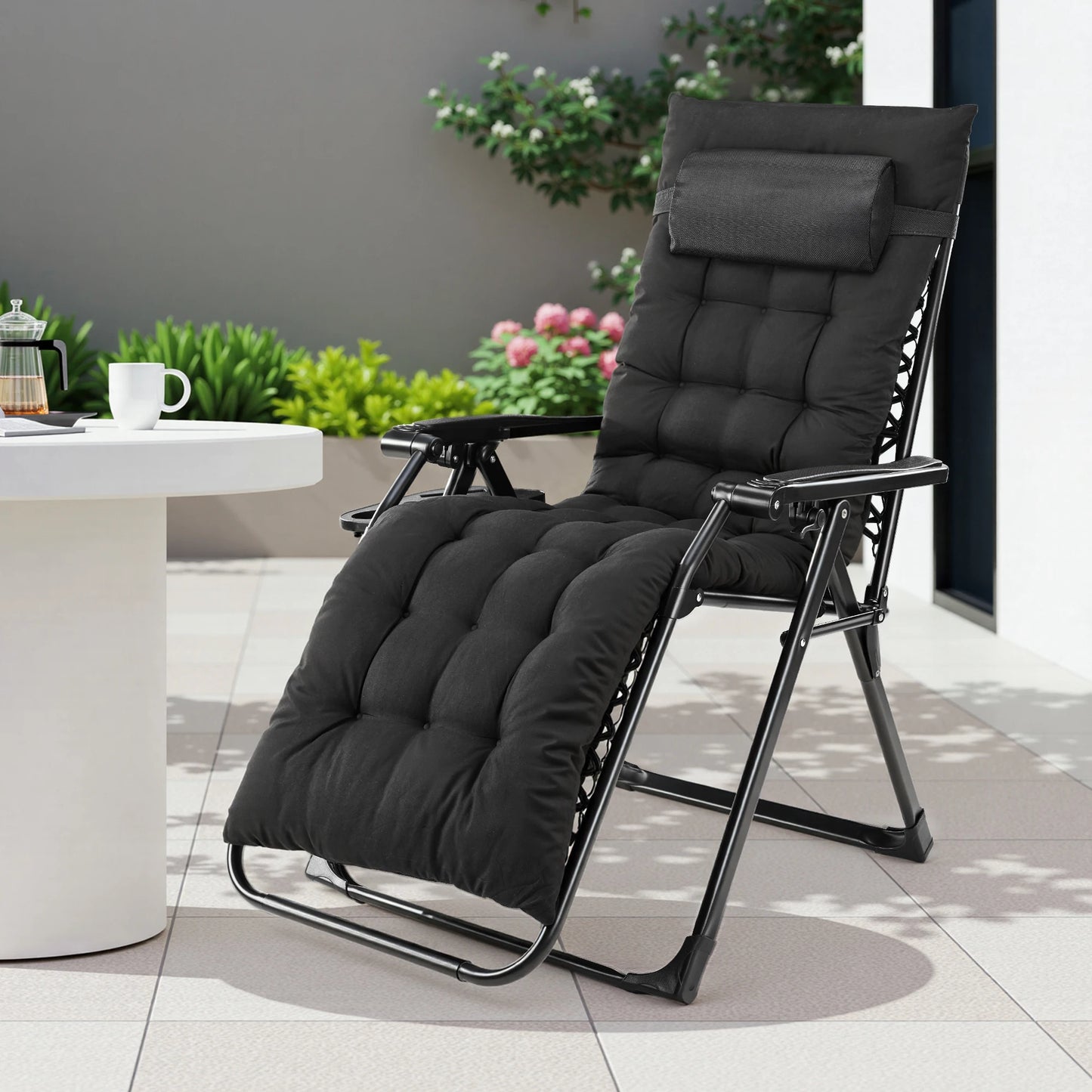 JHK Zero Gravity Recliner Folding Patio Lounge Chair Cup Holders