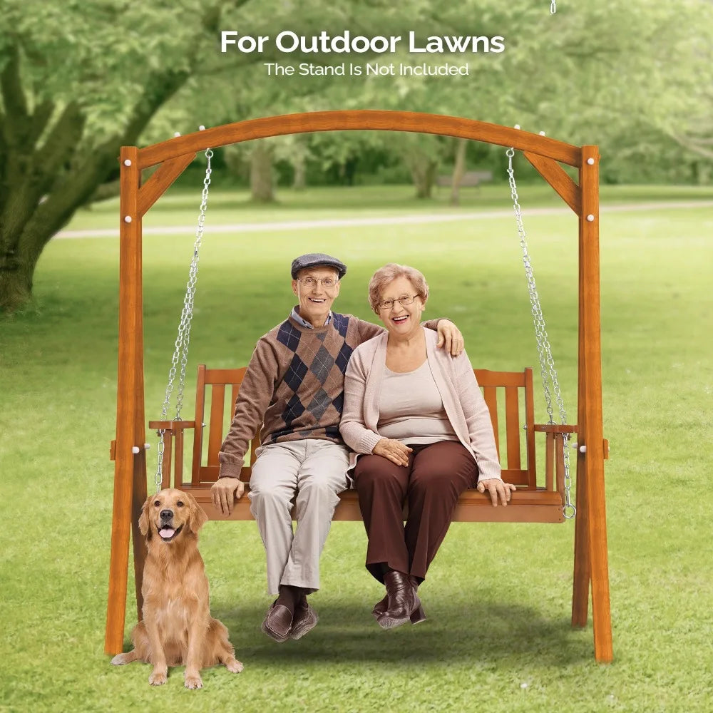 Wooden Patio Swing Bench With Upgraded Adjustable Chains