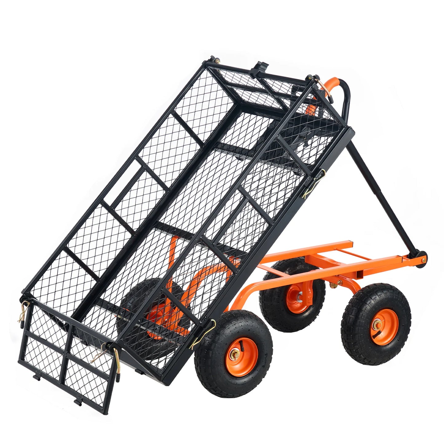 SucceBuy Garden Cart Sturdy Metal Utility Wagon Dump Cart 400/880Lbs