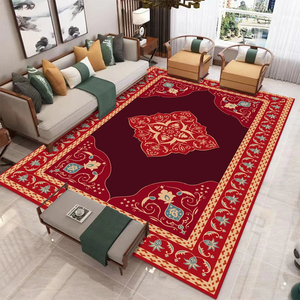 European Retro Living Room Carpet Non Slip Washable Rug