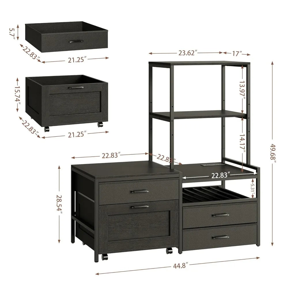 Mini Fridge Stand With Wine Rack And Power Outlet Movable