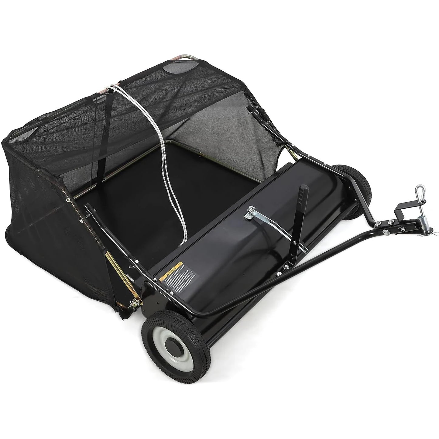 HiMISS Tow Behind Lawn Sweeper With Hopper And Adjustable Height