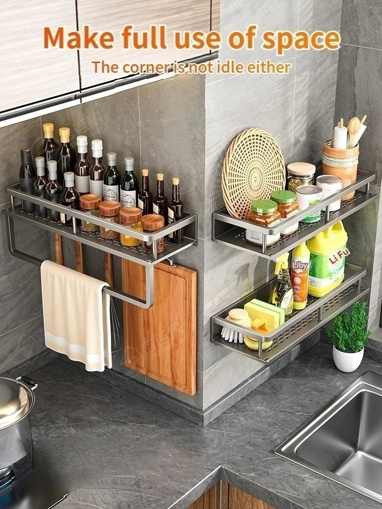 Aluminum Kitchen Wall Mounted Spice Organizer and Storage Rack