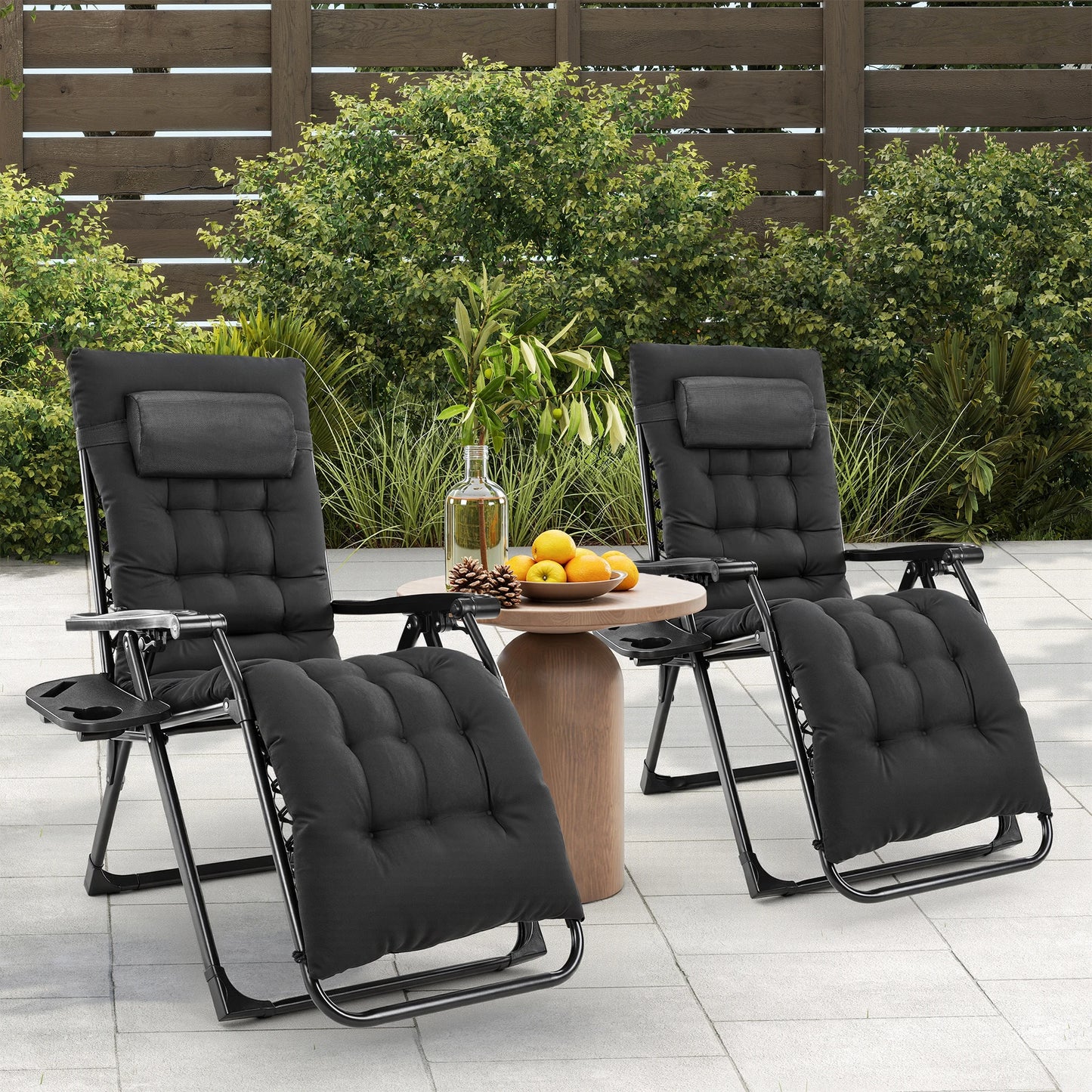 JHK Zero Gravity Recliner Folding Patio Lounge Chair Cup Holders