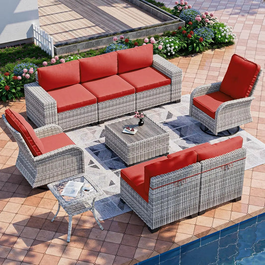 Outdoor Patio Furniture Set With Rocking Swivel Chairs