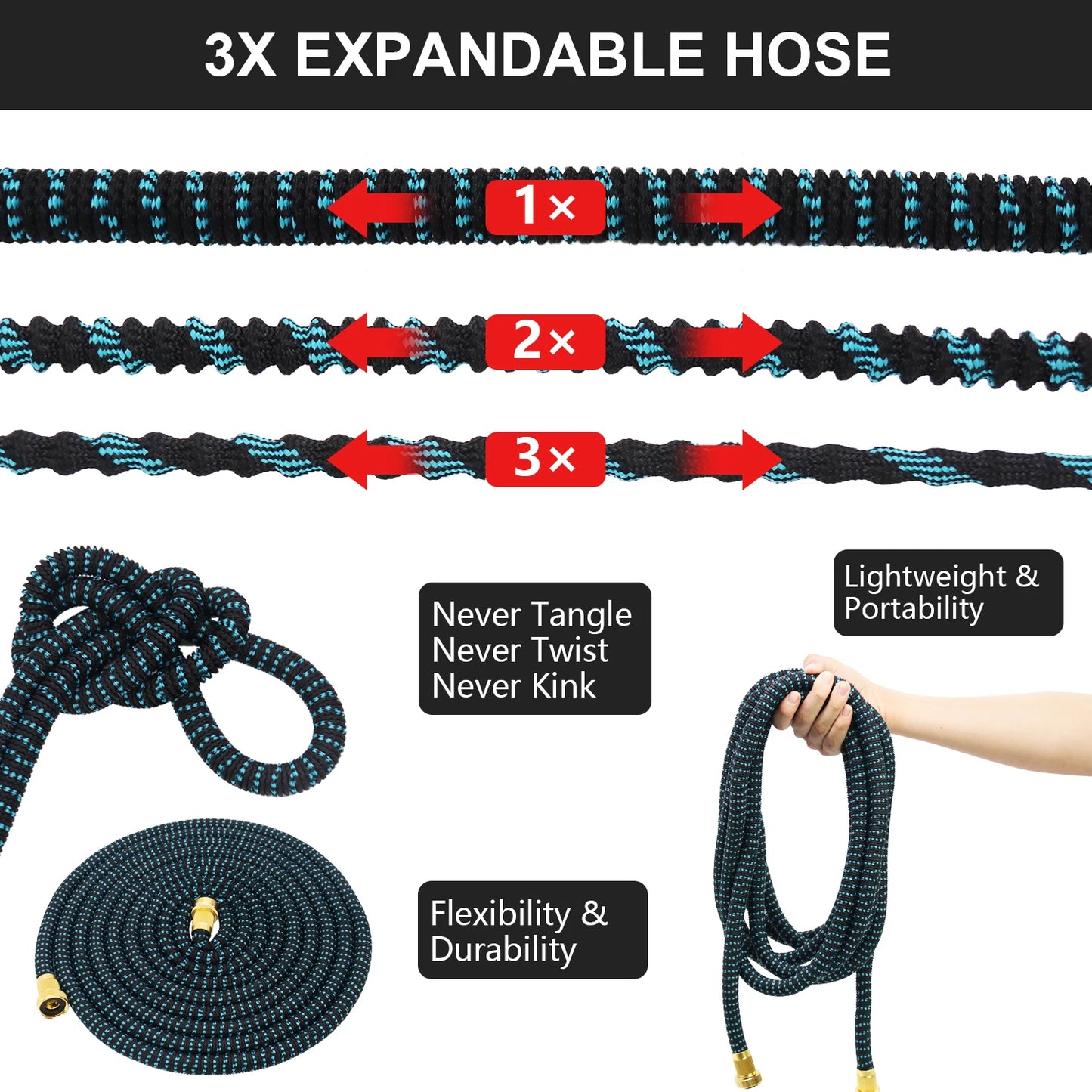 GardenJoy Expandable Garden Hose With 7 Function Nozzle
