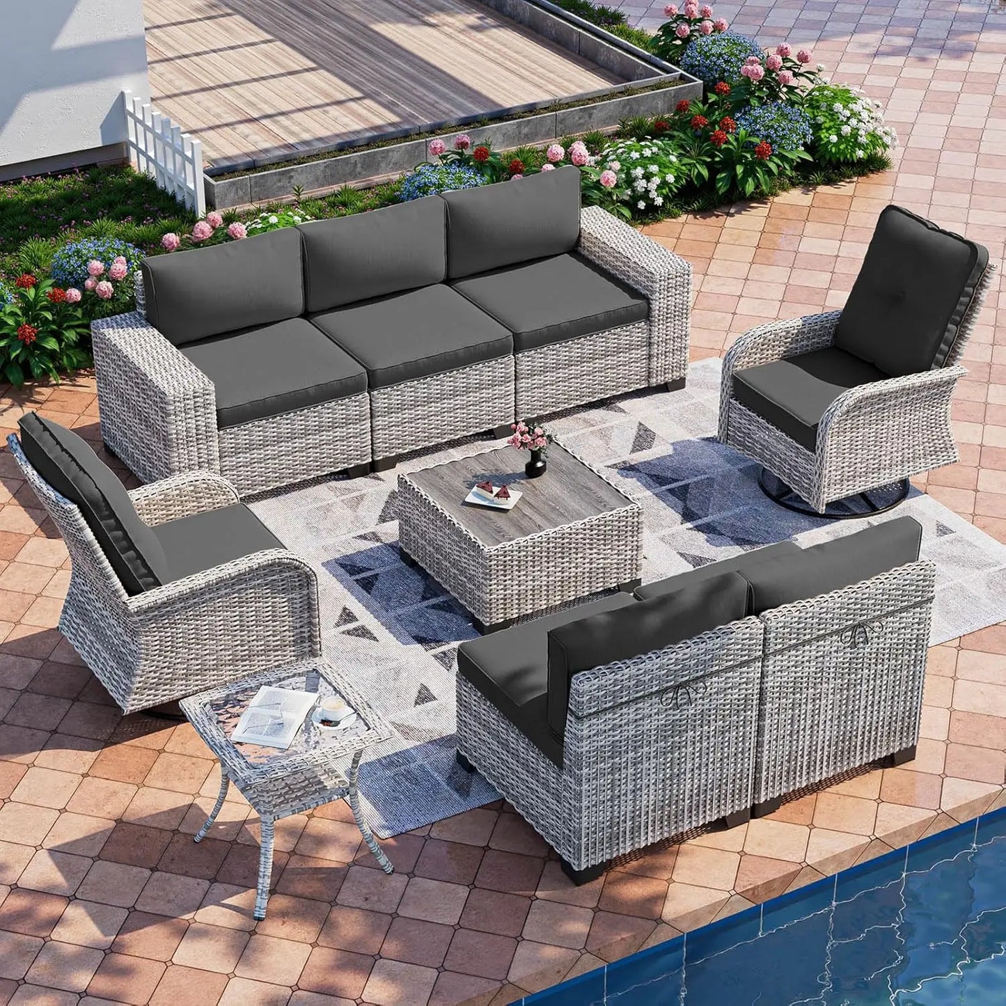 Outdoor Patio Furniture Set With Rocking Swivel Chairs