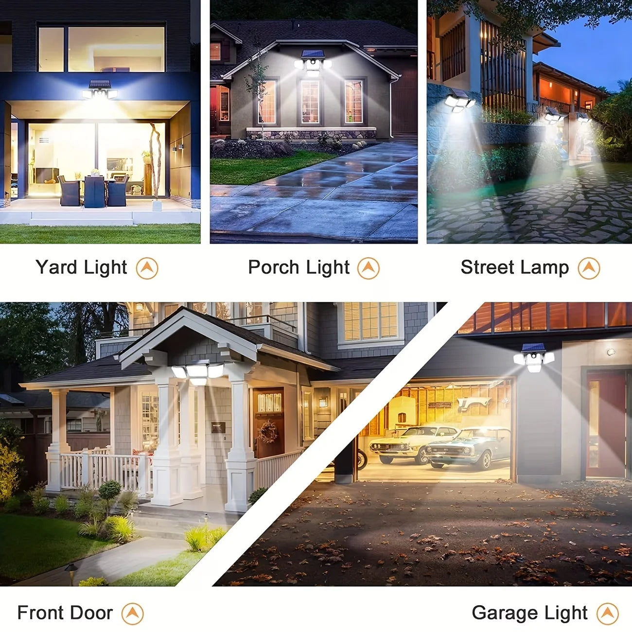 GHUSTAR 4 Head Solar Outdoor Lights With Motion Sensor