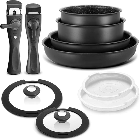 Induction Cookware Set Nonstick Pots And Pans With Removable Handles Stackable
