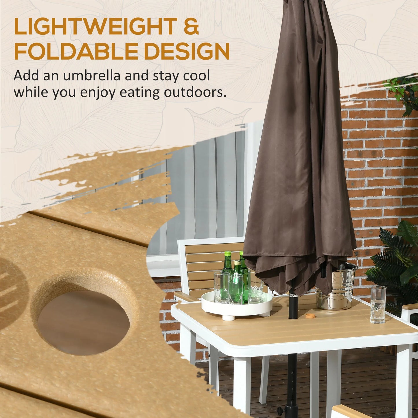 Outdoor Aluminum Patio Dining Set With Umbrella Hole