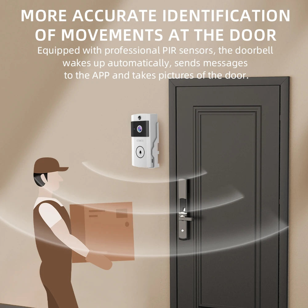 Wireless Smart Video Doorbell Camera 1MP 90 Degree Wide View Night Vision