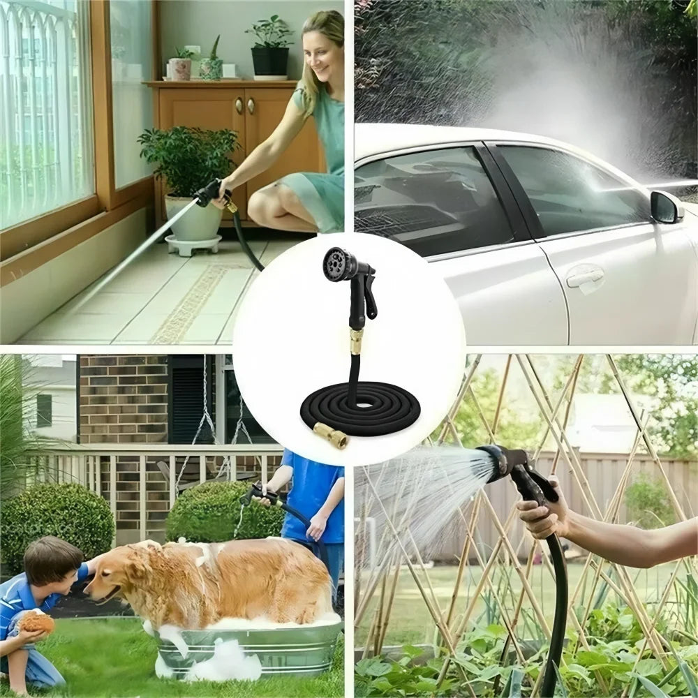 Expandable Garden Hose Kit With Nozzles Flexible And Durable