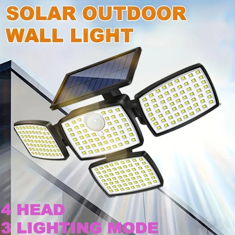 GHUSTAR 4 Head Solar Outdoor Lights With Motion Sensor