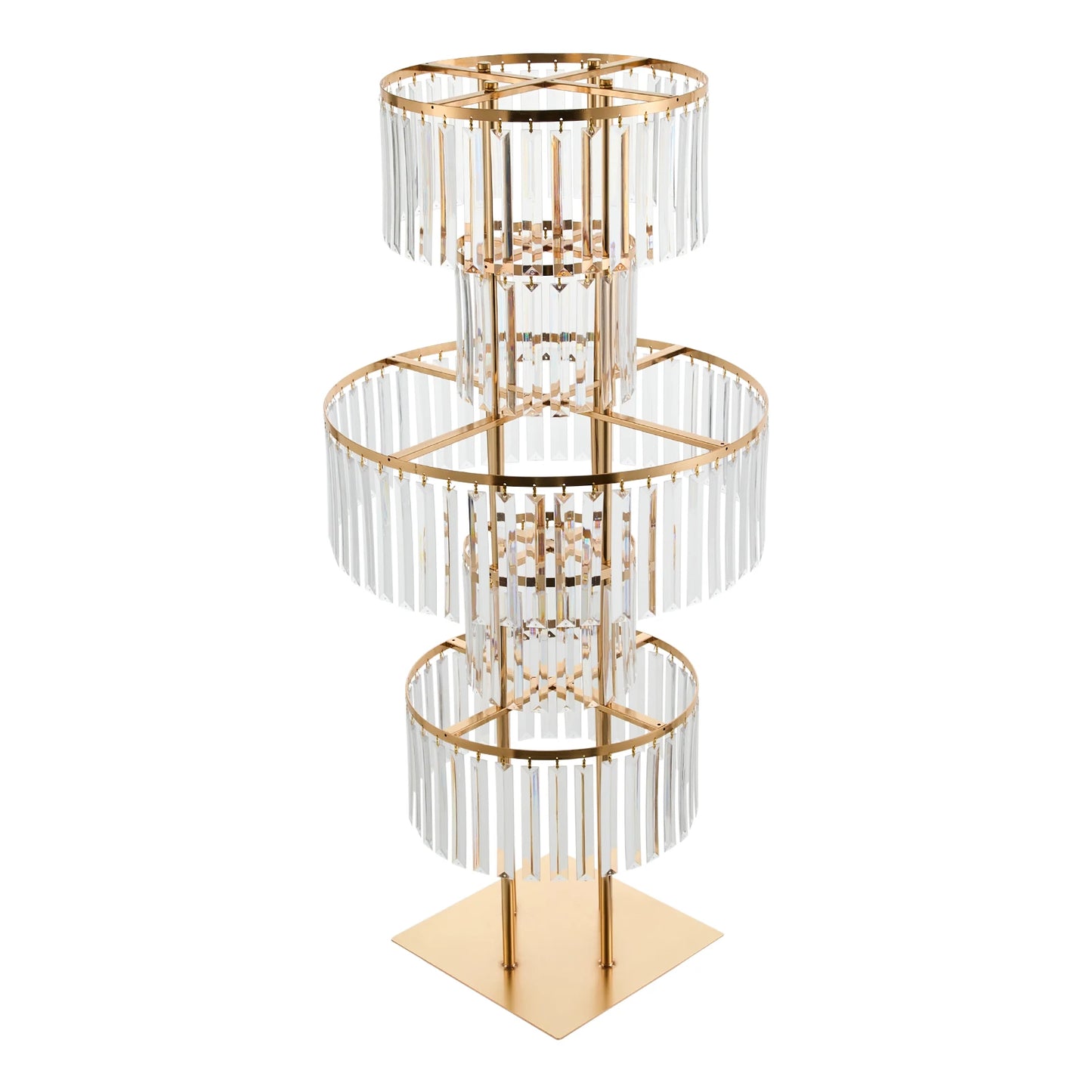 Five Tier Gold Acrylic Wedding Flower Stand Crystal Style Centerpiece