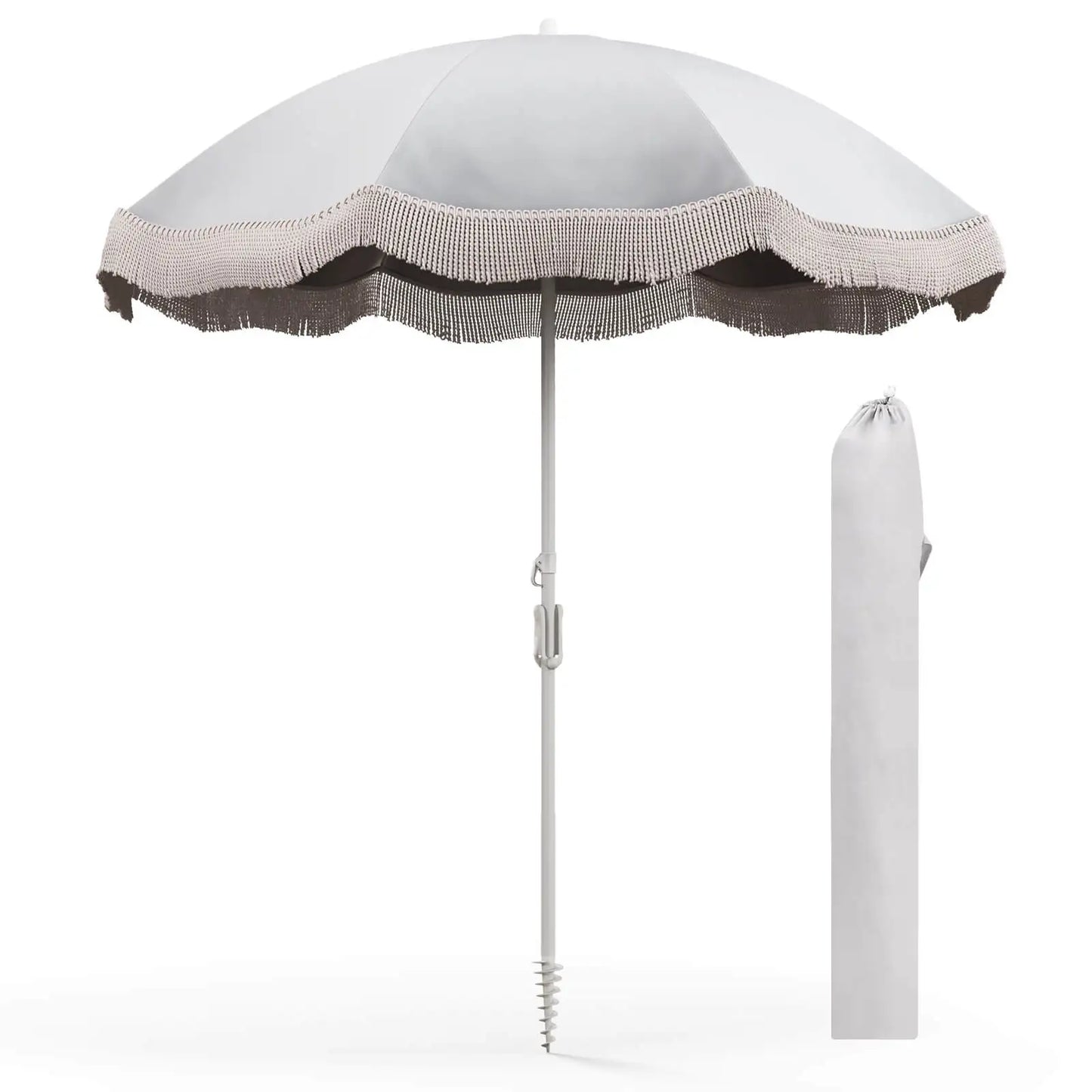 HOMASIS Outdoor Fringe Patio Umbrella With Carrying Bag