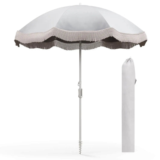 HOMASIS Outdoor Fringe Patio Umbrella With Carrying Bag
