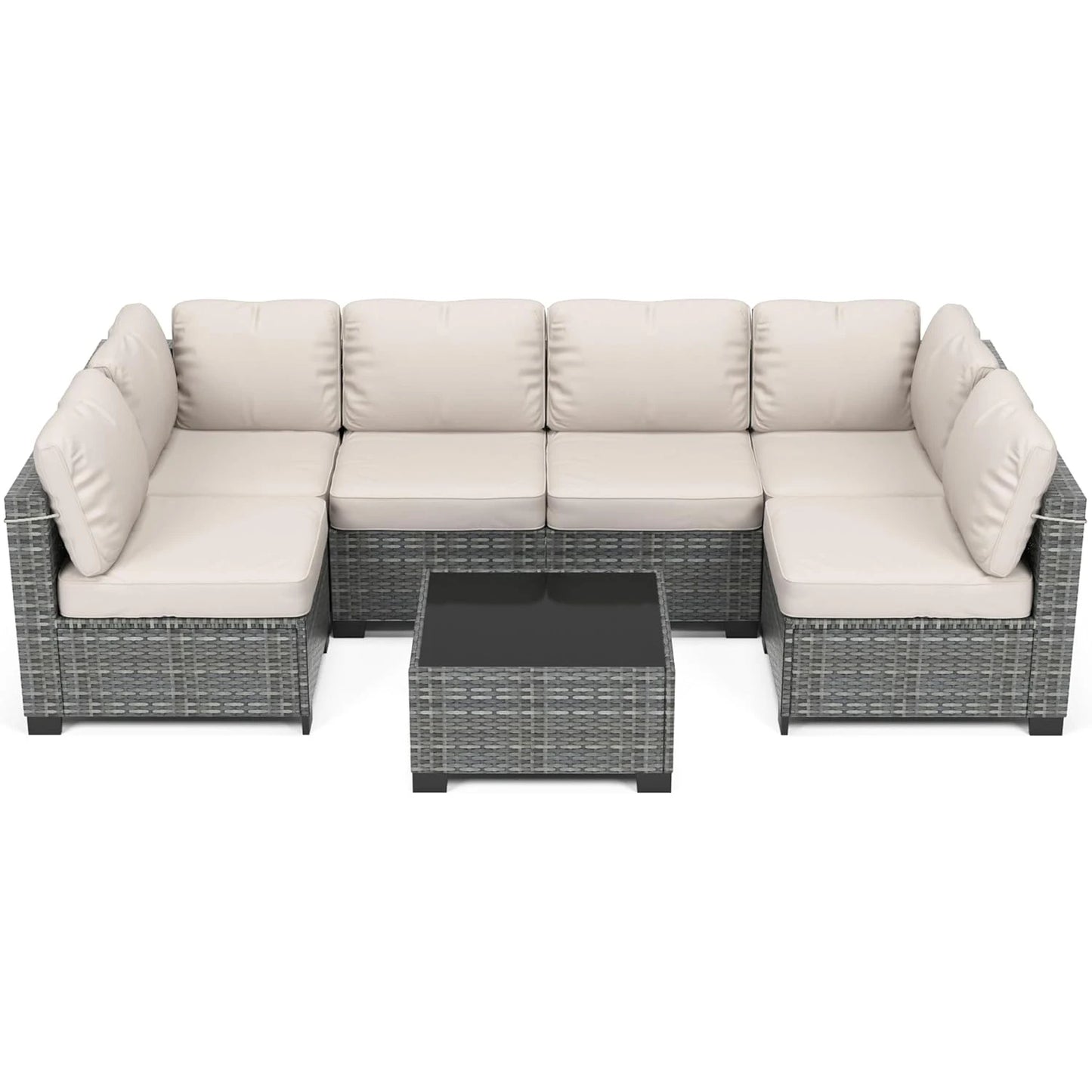 HobbyLane 7 Piece Modular Outdoor PE Rattan Furniture Set