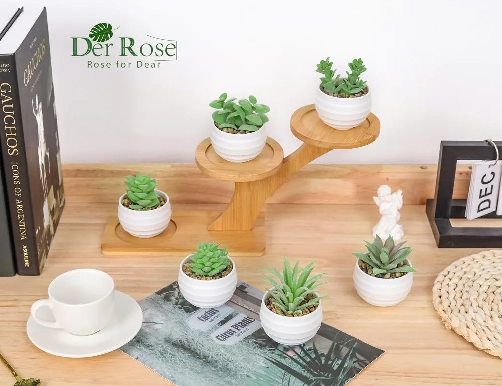 Six Pack Artificial Succulents in Pots for Home Decor