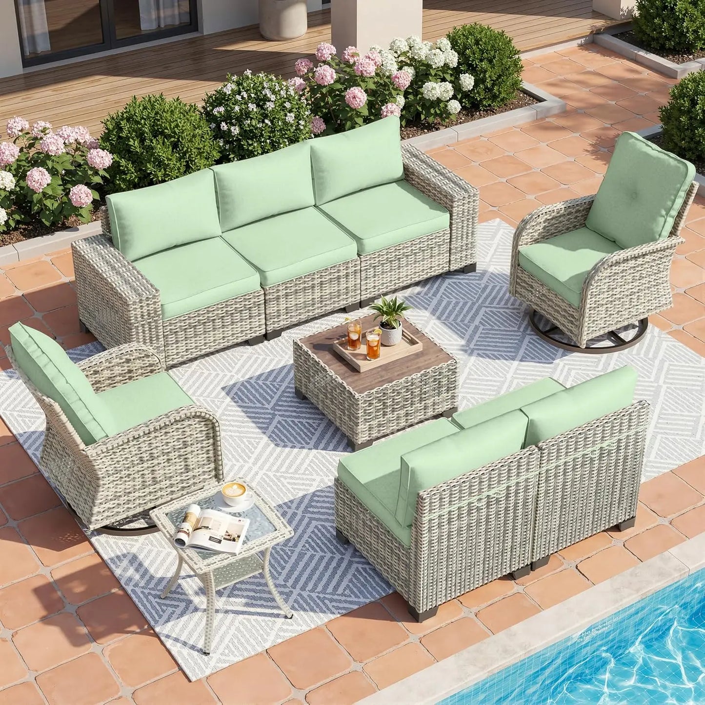 Outdoor Patio Furniture Set With Rocking Swivel Chairs