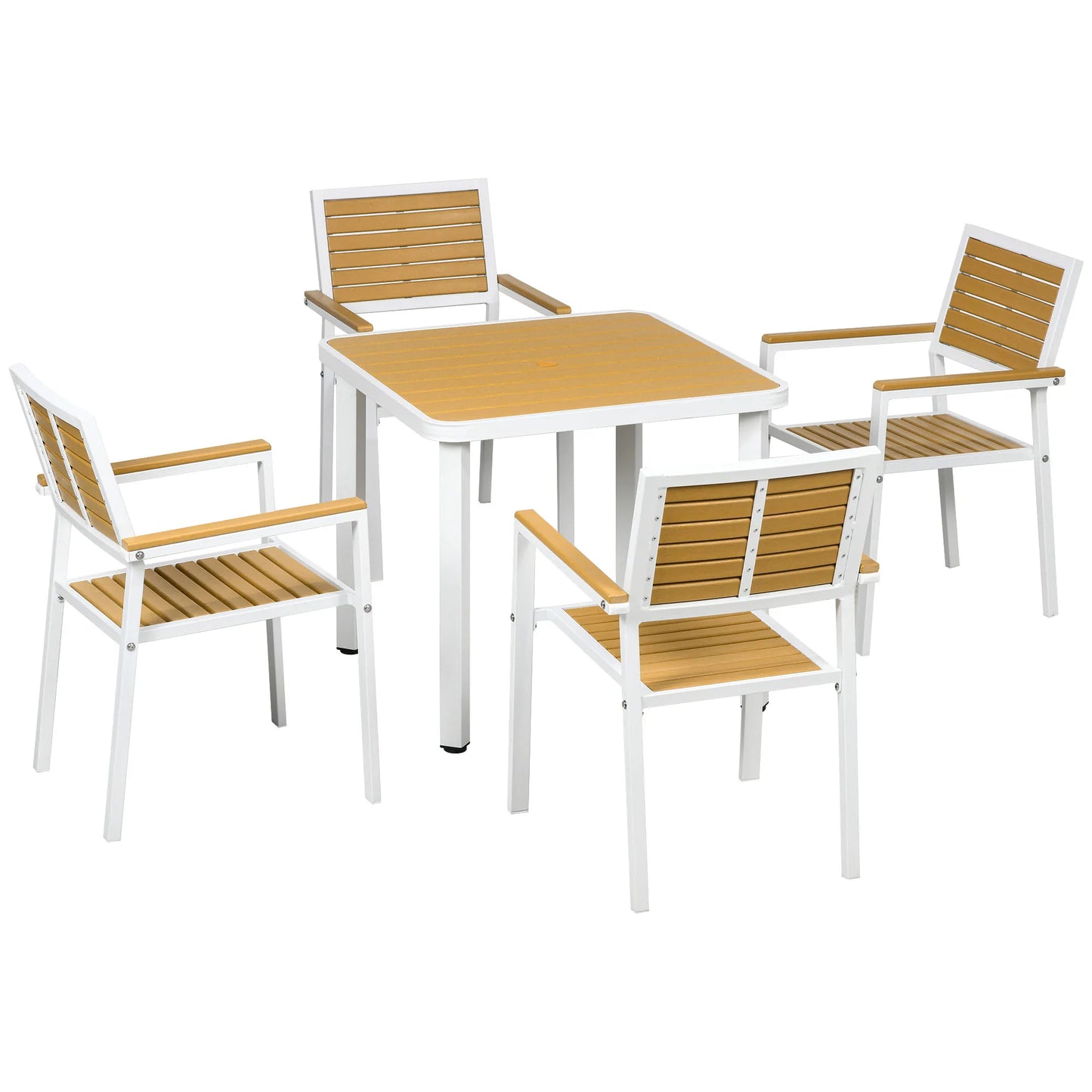 Outdoor Aluminum Patio Dining Set With Umbrella Hole