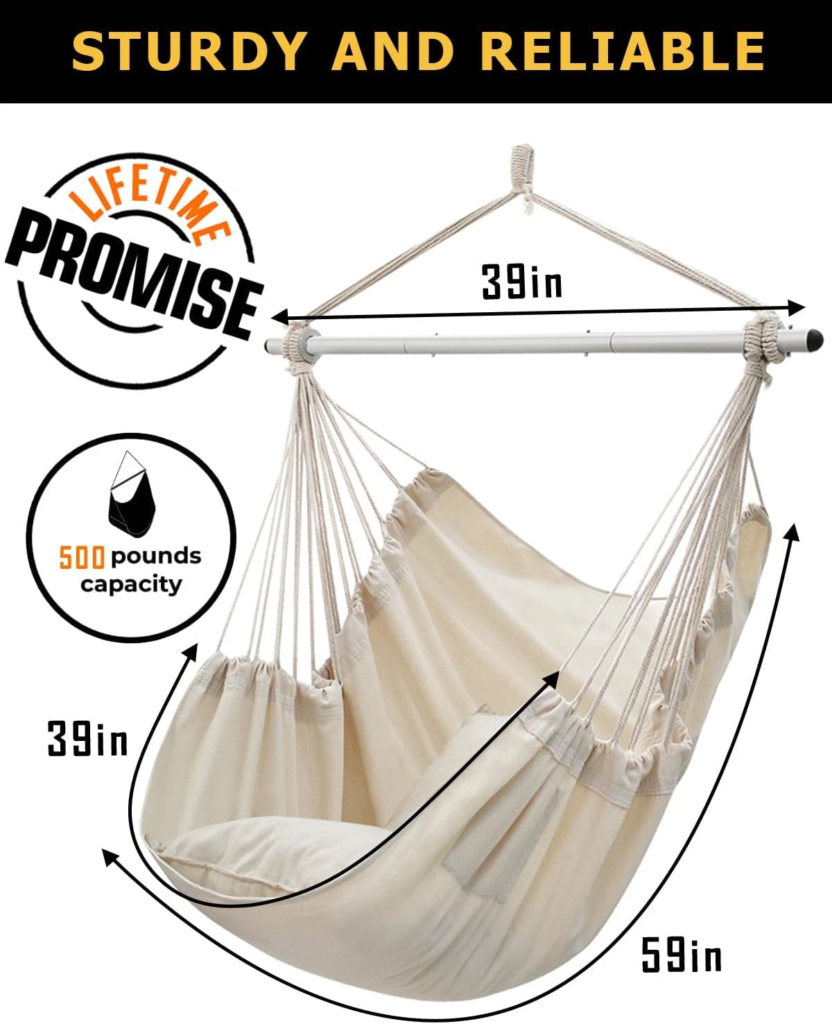 Indoor Outdoor Hanging Swing Chair With Premium Soft Fabric Comfort All Weather