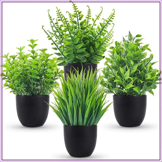 Four Pack Artificial Plants For Home Kitchen And Office Decor