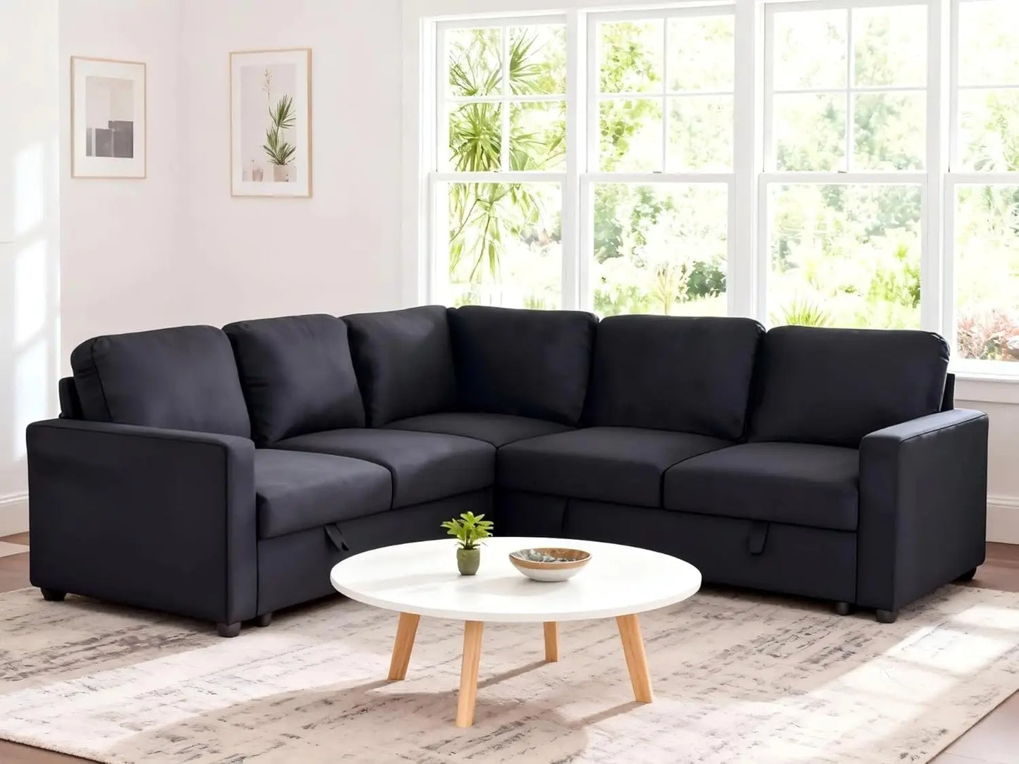 L-Shaped Sectional Sleeper Sofa With Pull-Out Bed And Storage Chaise