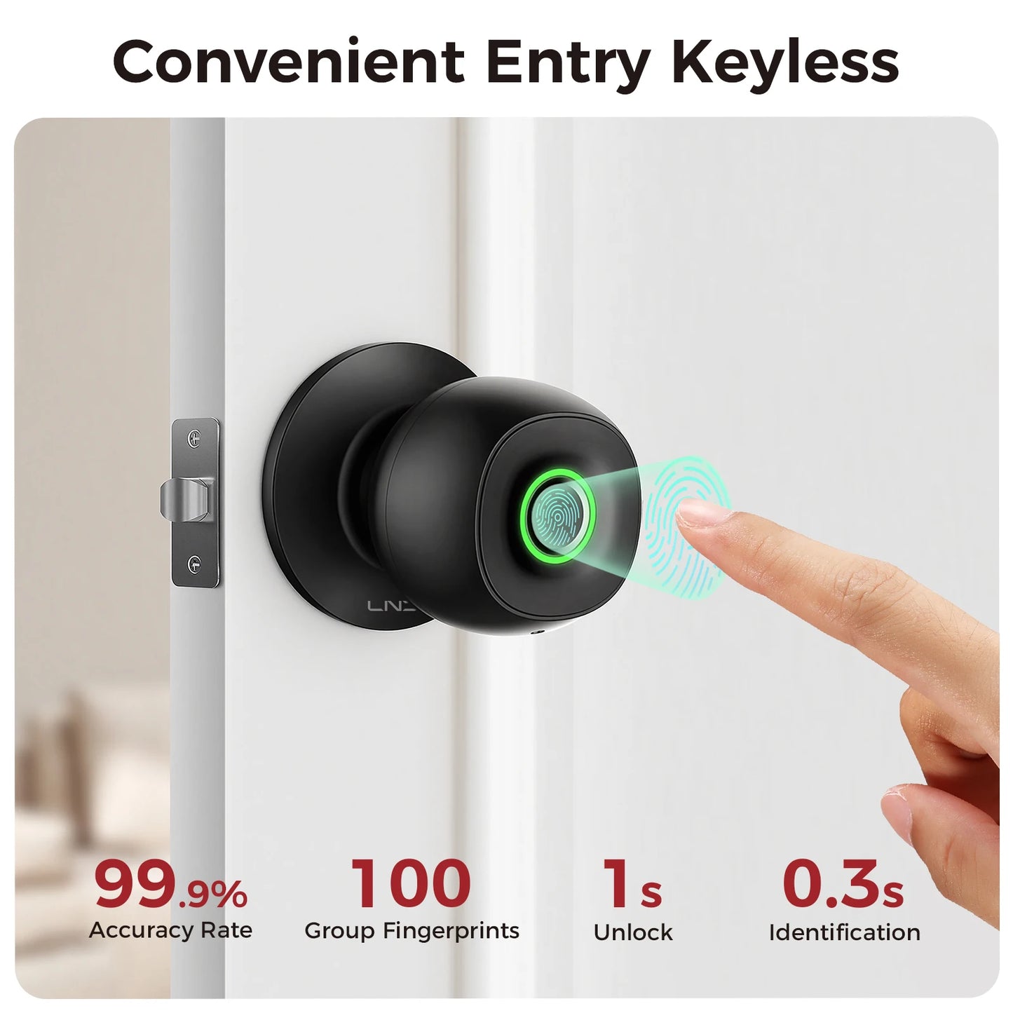 LNDU Fingerprint Door Lock Biometric Smart Keyless Entry With App Control