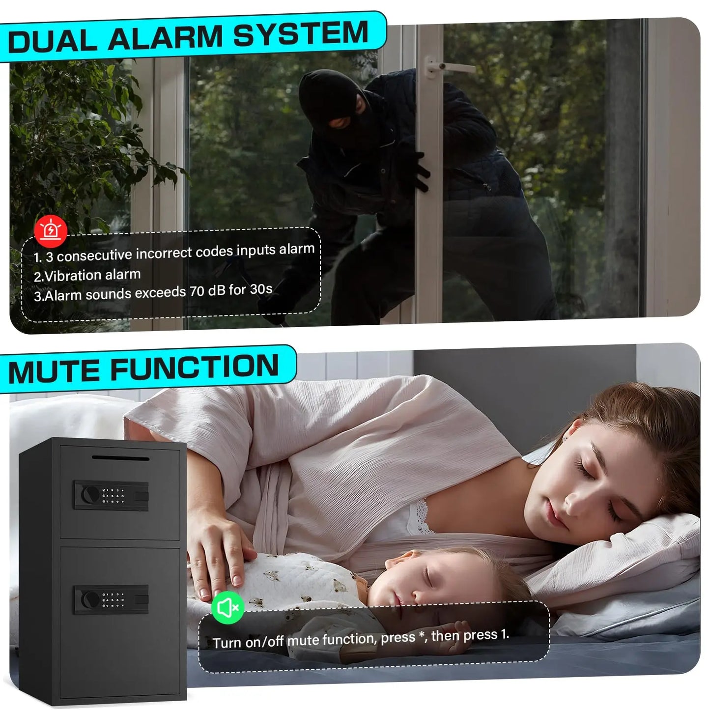 Digital Safe Box With Deposit Slot And Fireproof Waterproof Bag