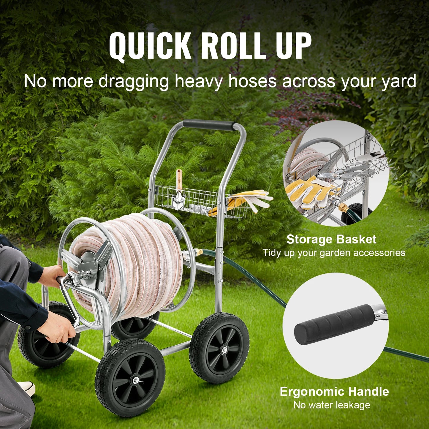 SucceBuy Garden Hose Reel Cart Heavy Duty Watering System