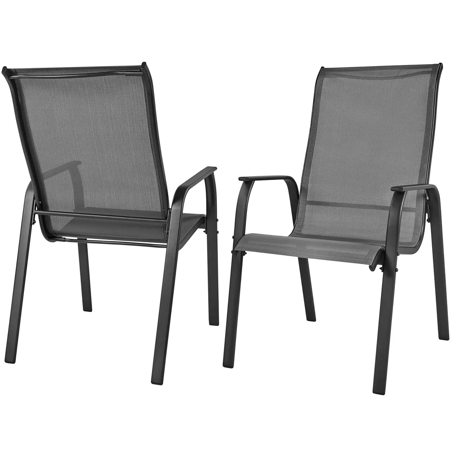 Stackable All Weather Patio Dining Chairs With Backrest And Armrests