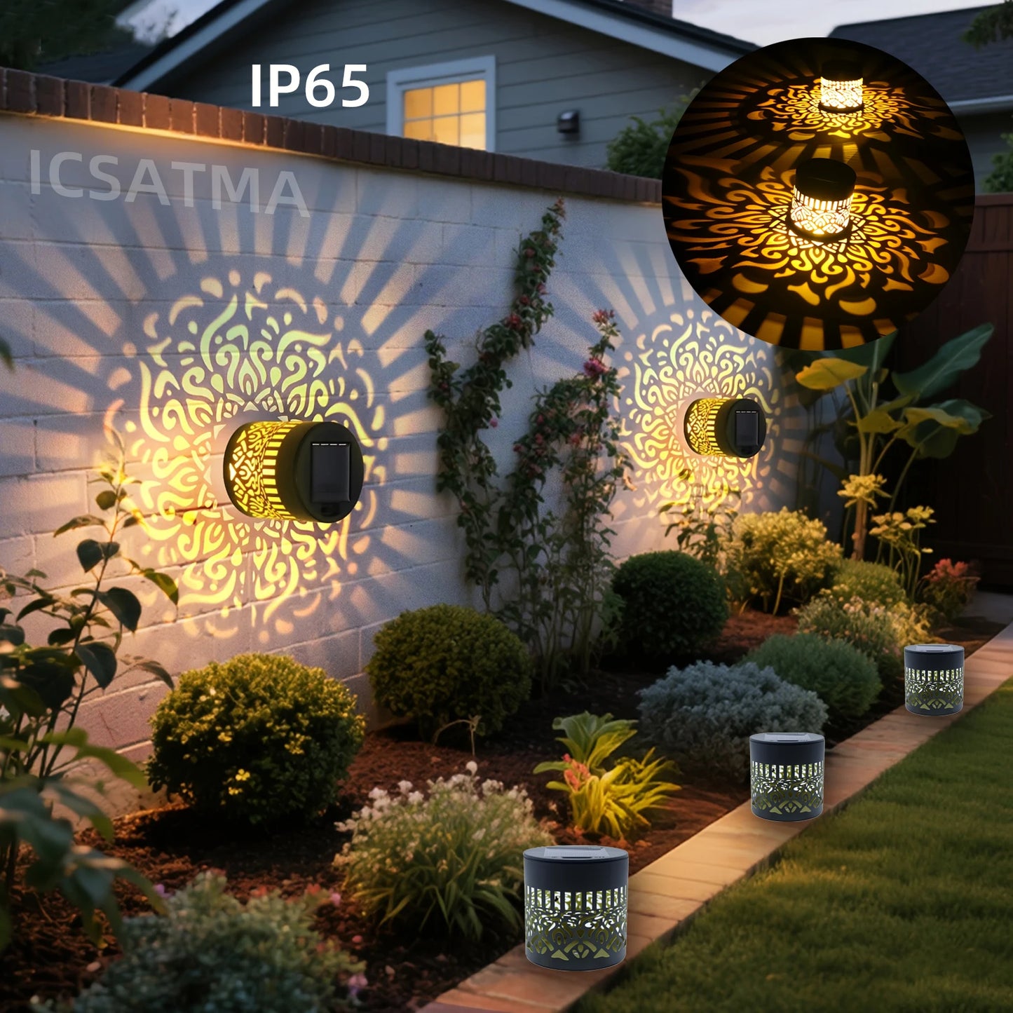 LED Solar Wall Light IP65 Waterproof For Garden And Courtyard
