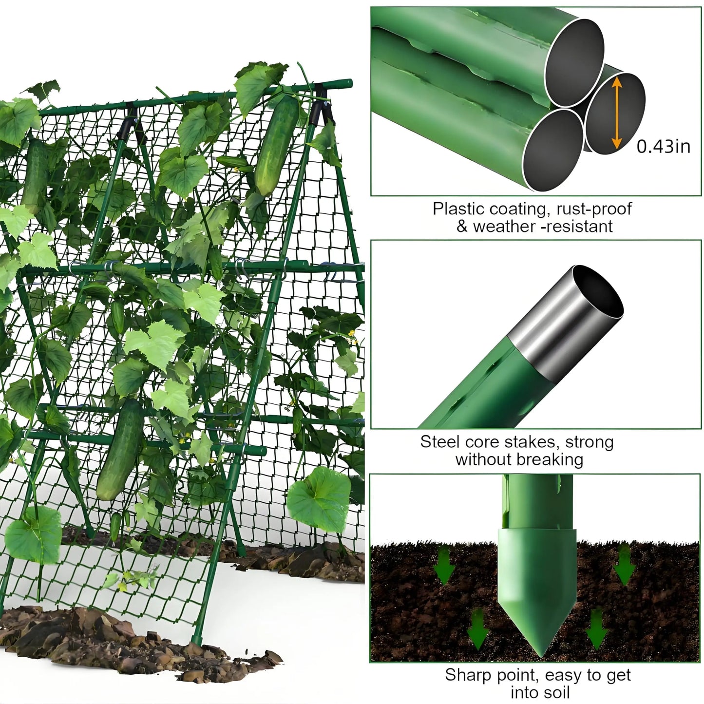 HiMISS Raised Bed Trellis A Frame Garden Netting For Climbing Vegetables