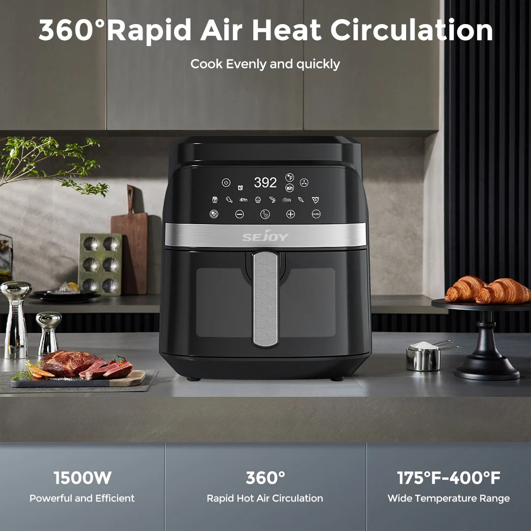 Sejoy 8in1 Air Fryer Oilless Cooker For Roasting Baking Dehydrating