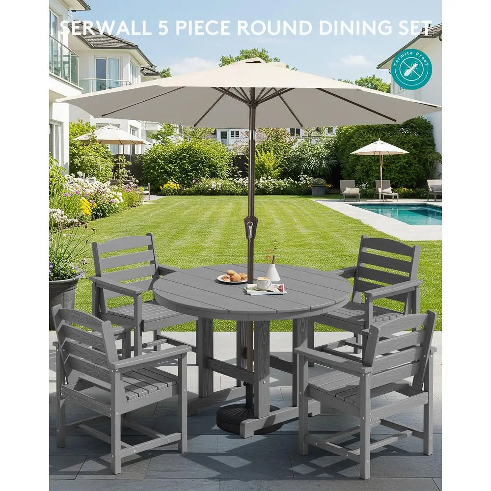 HDPE Patio Dining Set With Table And Four Chairs Outdoor