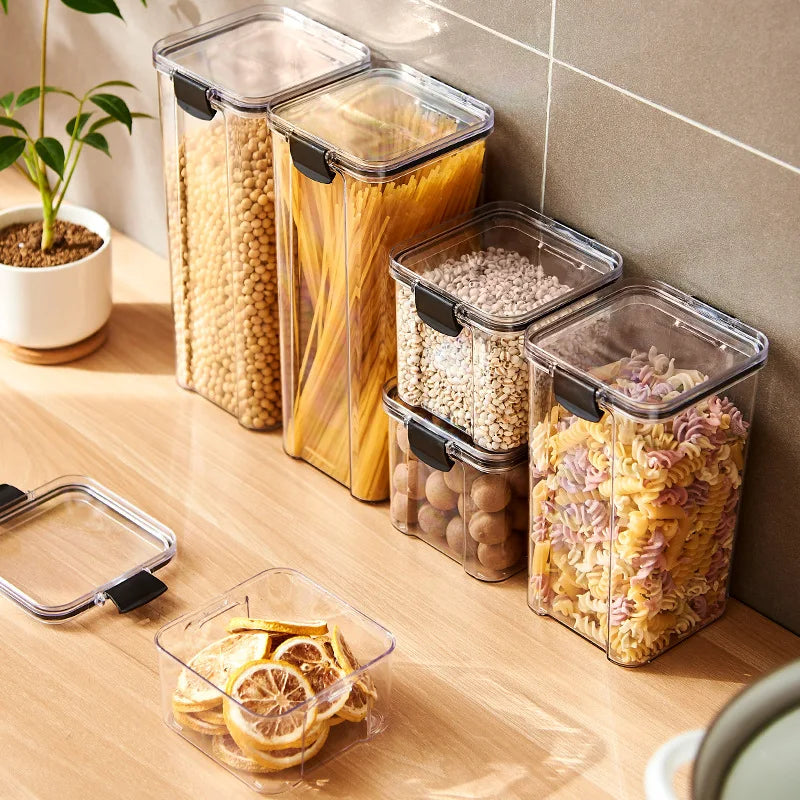 Sealed Jars Kitchen Grain Storage Organizer Set Moistureproof Plastic