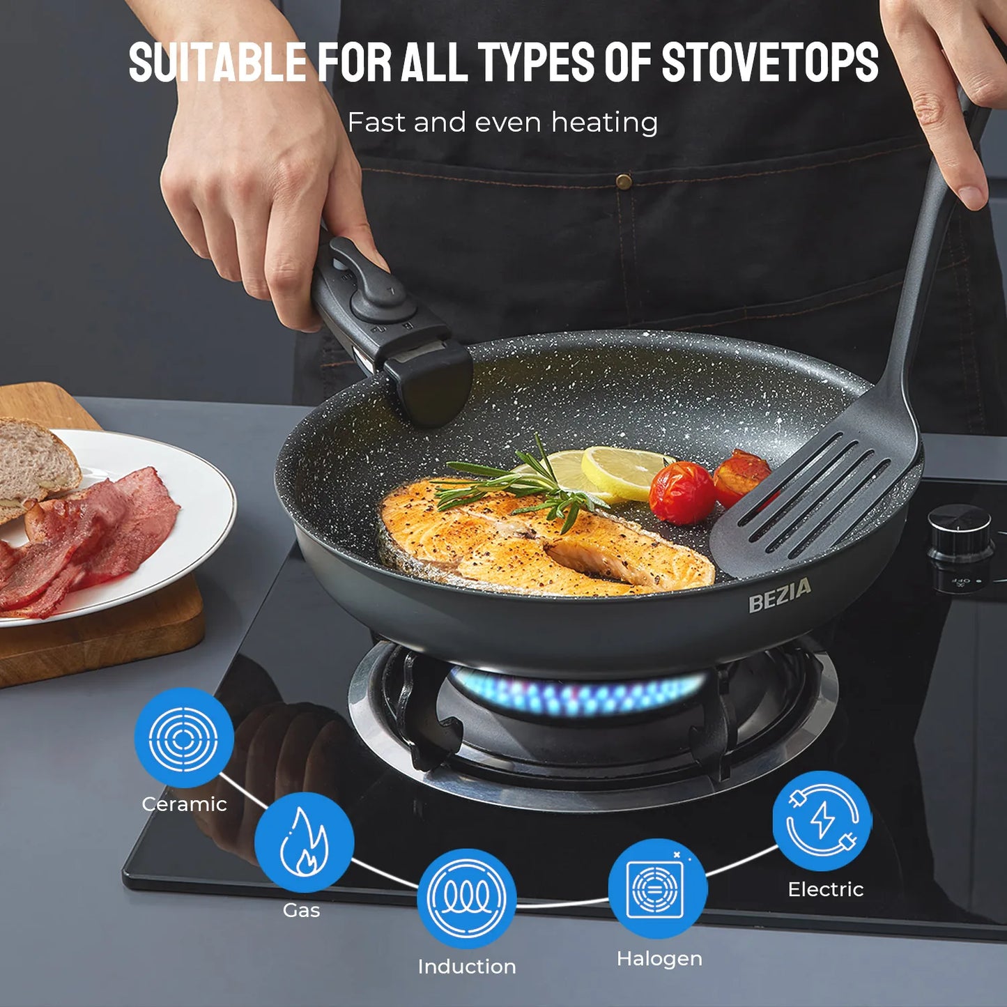 Induction Cookware Set Nonstick Pots And Pans With Removable Handles Stackable